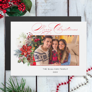 Floral foto van Elegant Merry-kerstkalligrafie