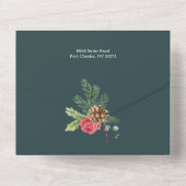 Floral foto van Elegant Merry-kerstkalligrafie All In One Uitnodiging (Achterkant)