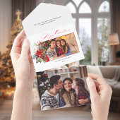 Floral foto van Elegant Merry-kerstkalligrafie All In One Uitnodiging