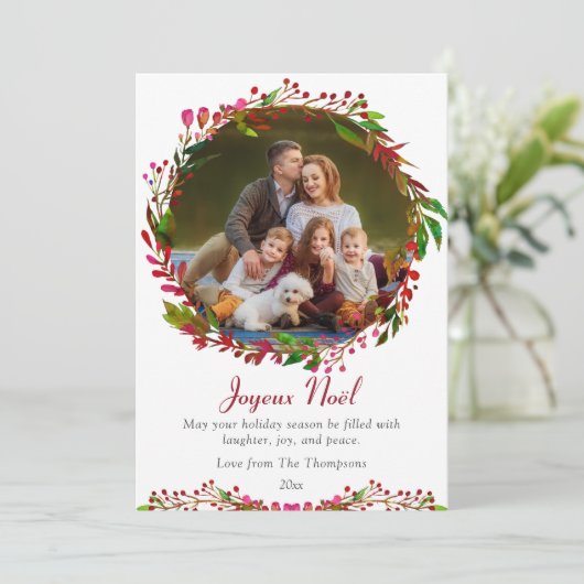 Floral foto van Joyeux Noël Waterverf voor Kerstmi (Staand voorkant)