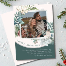 Floral foto van Merry kerstWaterverf Pas getrouwd