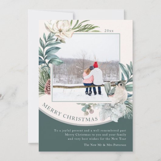 Floral foto van Merry kerstWaterverf Pas getrouwd (Voorkant)