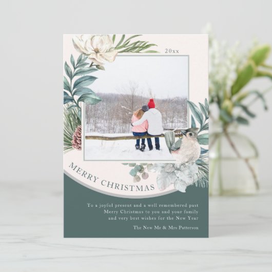 Floral foto van Merry kerstWaterverf Pas getrouwd (Staand voorkant)