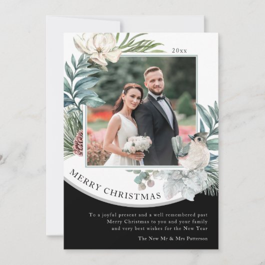 Floral foto van Merry kerstWaterverf Pas getrouwd (Voorkant)