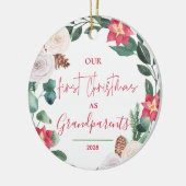 Floral foto van onze eerste kerstgrootouders keramisch ornament (Links)