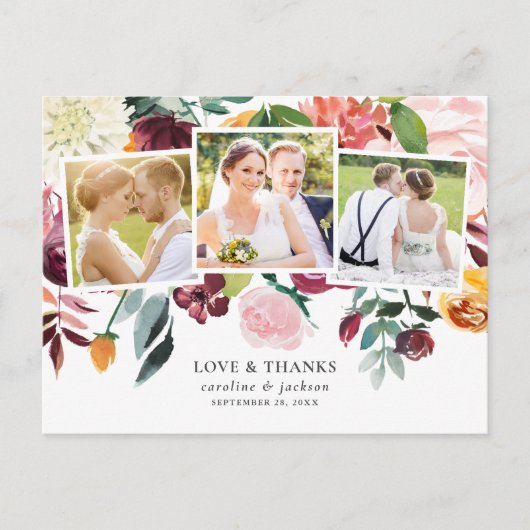 Floral fotocollage dank u briefkaart (Voorkant)