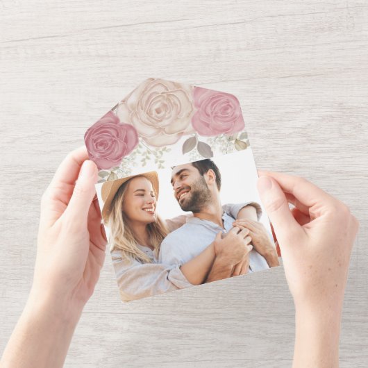 Floral foto's van Elegant Burgundy Waterverf All In One Uitnodiging (Opening)