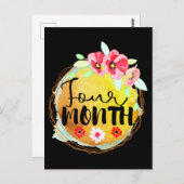 Floral four-maandelijkse oude Baby-mijlpaallabel Briefkaart (Voorkant / Achterkant)