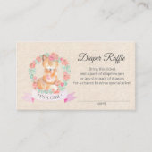 Floral Fox Baby shower Diaper Raffle Ticket (Voorkant)