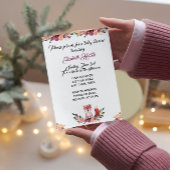 Floral Fox Baby shower Invitation Kaart