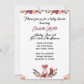 Floral Fox Baby shower Invitation Kaart (Voorkant)