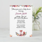 Floral Fox Baby shower Invitation Kaart (Staand voorkant)