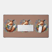 Floral Fox Botanical Woodland Art Bureaumat (Keyboard & Muis)