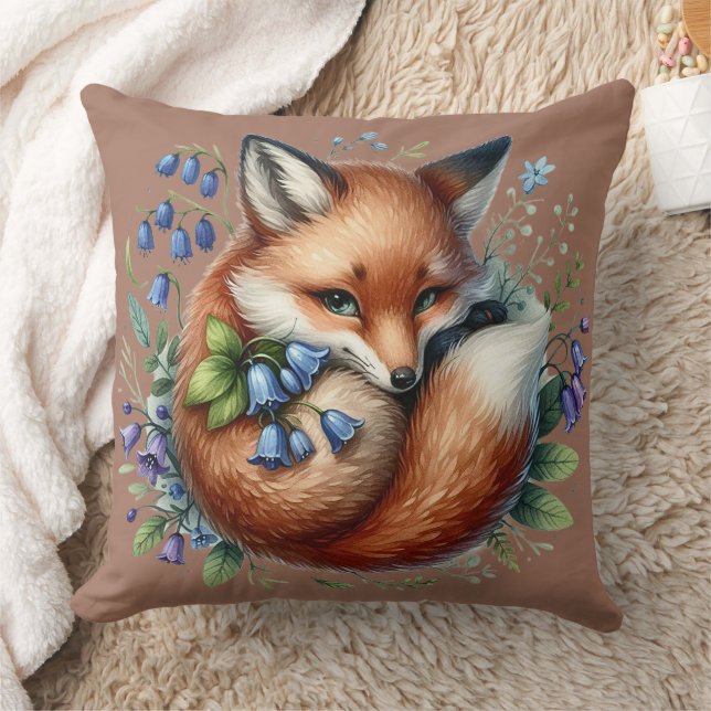 Floral Fox Botanical Woodland Art Kussen (Deken)