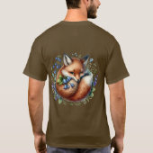 Floral Fox Botanical Woodland Art T-shirt (Achterkant)
