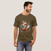 Floral Fox Botanical Woodland Art T-shirt (Voorkant volledig)