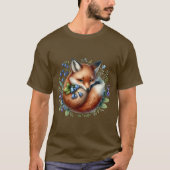 Floral Fox Botanical Woodland Art T-shirt (Voorkant)