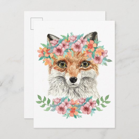 Floral Fox Briefkaart (Voorkant / Achterkant)