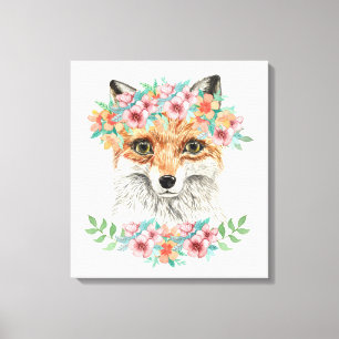 Floral Fox Canvas Afdruk