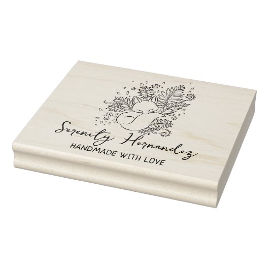 Floral Fox Custom Handmade with Love Rubberstempel (Stempel)