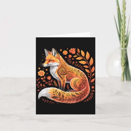 Floral Fox Flowers Art Fox In Autumn - Fall Fox  Kaart (Voorkant)
