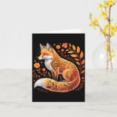 Floral Fox Flowers Art Fox In Autumn - Fall Fox  Kaart (Gele Bloem)