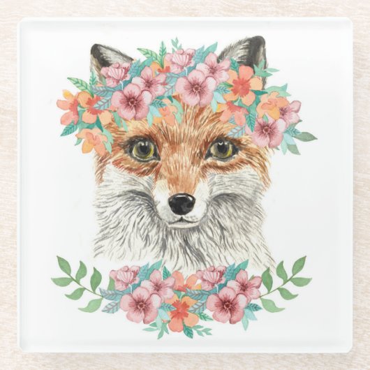 Floral Fox Glazen Onderzetter (Voorkant)