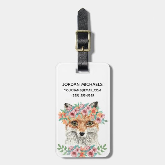 Floral Fox | Jouw namen toevoegen Bagagelabel (Voorkant verticaal)
