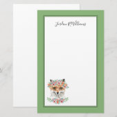 Floral Fox | Jouw namen toevoegen Briefpapier (Voorkant / Achterkant)