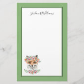 Floral Fox | Jouw namen toevoegen Briefpapier (Voorkant)