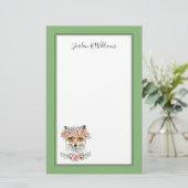 Floral Fox | Jouw namen toevoegen Briefpapier (Staand voorkant)