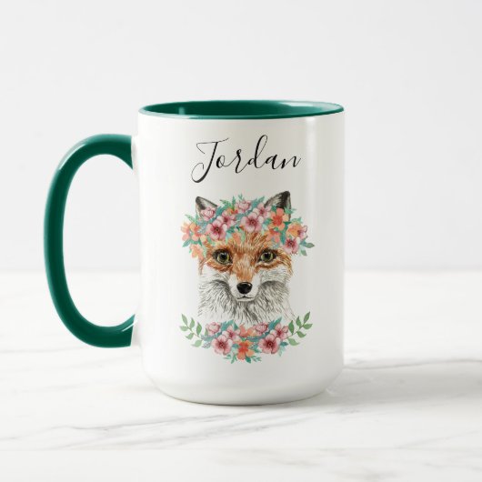 Floral Fox | Jouw namen toevoegen Mok (Links)