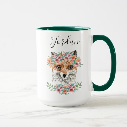 Floral Fox | Jouw namen toevoegen Mok (Rechts)