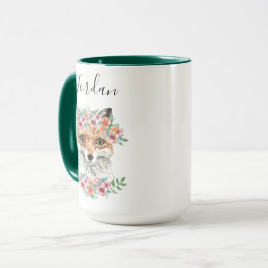 Floral Fox | Jouw namen toevoegen Mok (Voorkant links)