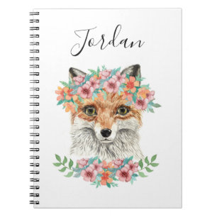 Floral Fox   Jouw namen toevoegen Notitieboek