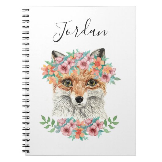 Floral Fox | Jouw namen toevoegen Notitieboek (Voorkant)