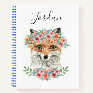Floral Fox   Jouw namen toevoegen Notitieboek