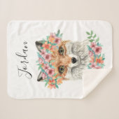 Floral Fox | Jouw namen toevoegen Sherpa Deken (Voorkant (horizontaal))