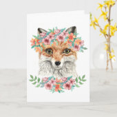 Floral Fox Kaart (Gele Bloem)