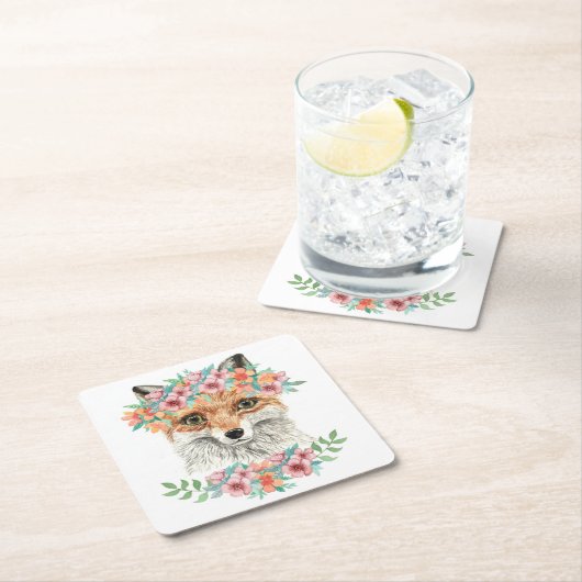 Floral Fox Kartonnen Onderzetters (Insitu)