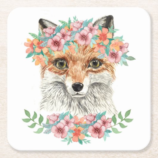 Floral Fox Kartonnen Onderzetters (Voorkant)