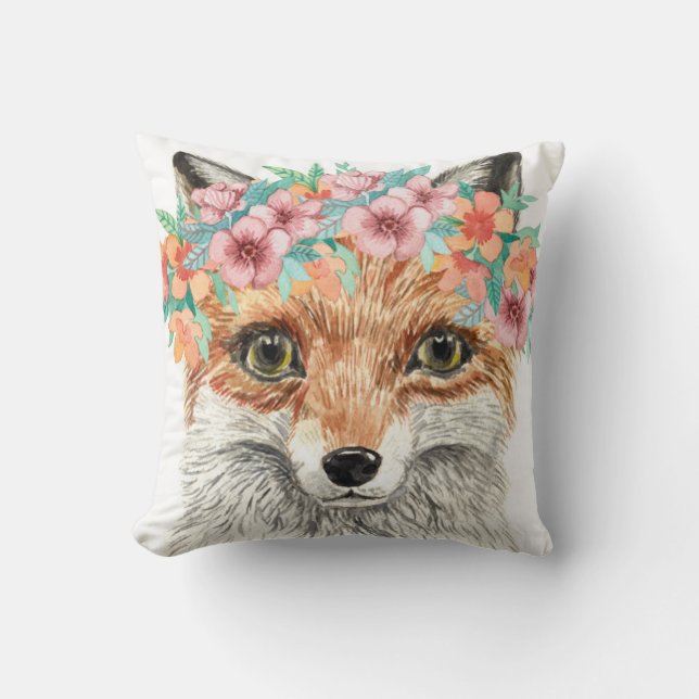 Floral Fox Kussen (Voorkant)
