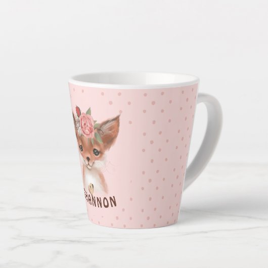 Floral Fox Latte Mok (Rechterhoek)