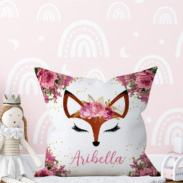 Floral Fox Princess Face Reversible Pillow Kussen