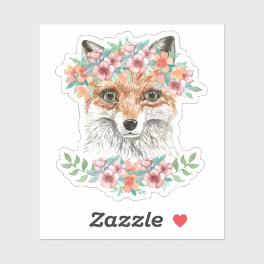 Floral Fox Sticker (Vel)