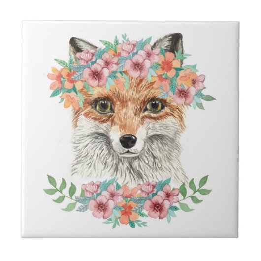Floral Fox Tegeltje (Voorkant)