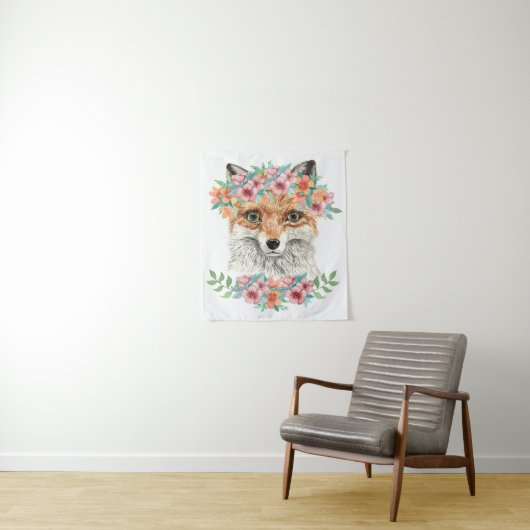 Floral Fox Wandkleed (In situ)