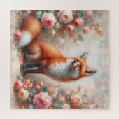 Floral Fox Whimsy – Rode Vos in Roos Tuin Puzzel Legpuzzel (Horizontaal)