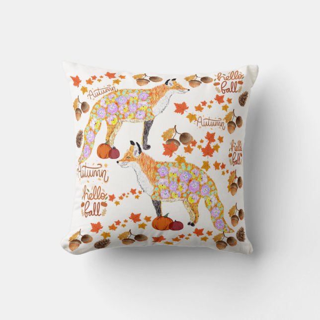 Floral Foxy Herfst Kussen (Voorkant)
