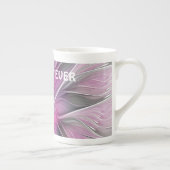 Floral Fractal Abstract Bloem Roze Grijze Beste Ma Porselein Kop (Rechts)